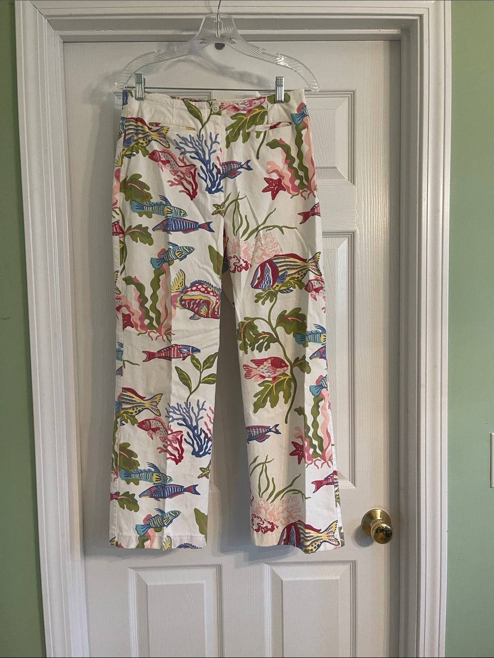 Talbots Stretch Marine Life Colorful Pants-Sz 8